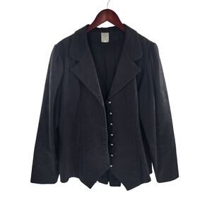 Women’s Jacquard Tuxedo Jacket Coat Size 18 WAH Maker True West Black Western